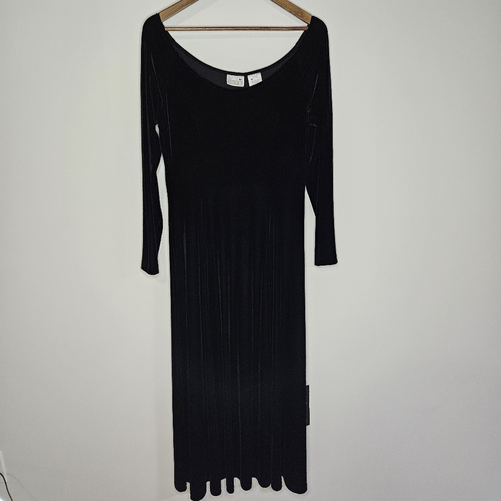 Moda International Y2K Velvet Maxi Dress Large Black Long Sleeve Whimsigoth
